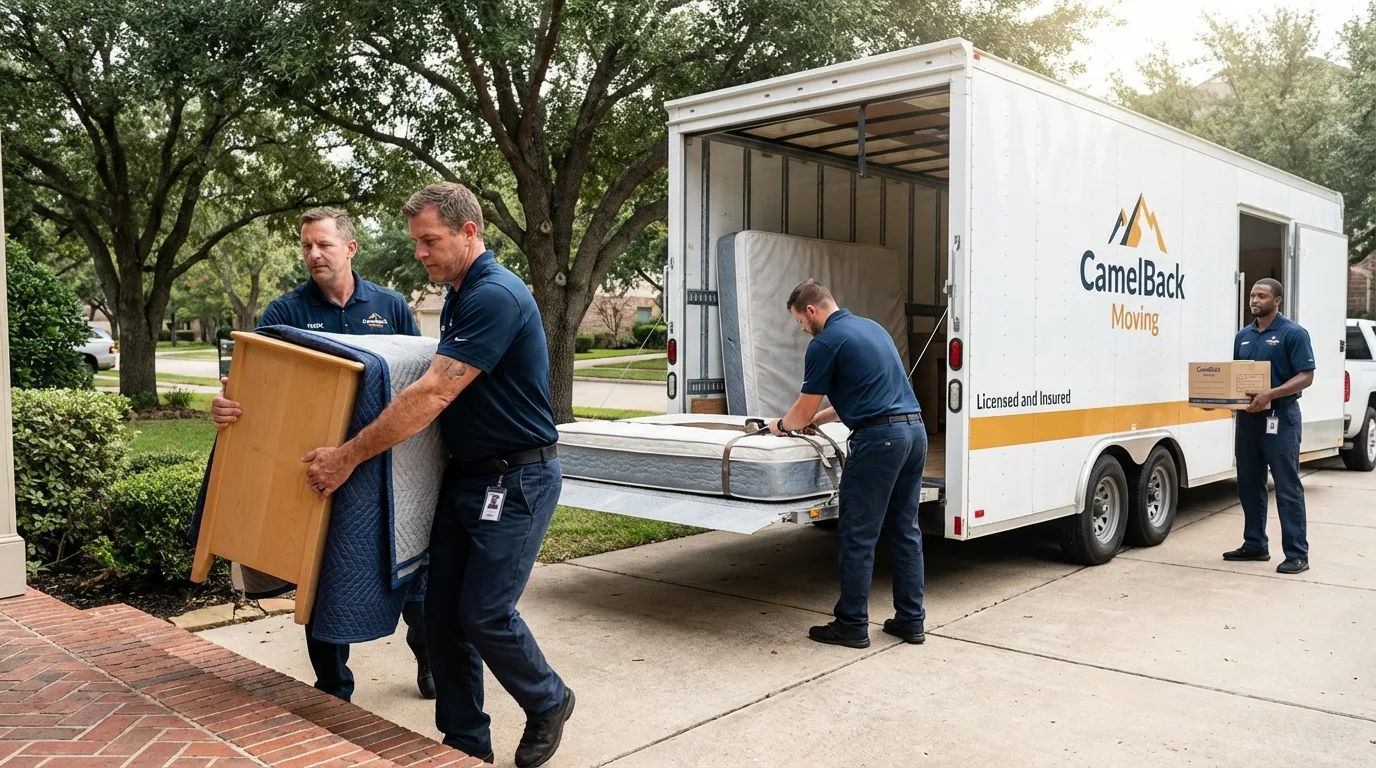 Crew loading residential truck for cross-state move from Williston, VT